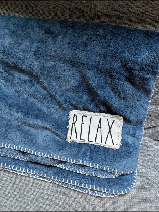 Rae Dunn Other - Rae Dunn Blue 'RELAX' Plush Throw Blanket